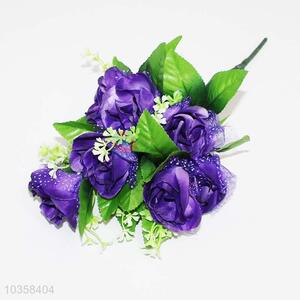 Cheap top quality best 10pcs plastic purple rose artificial plants