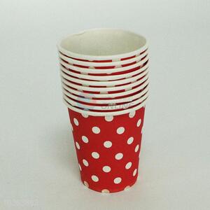 Popular style cheap 10pcs red paper cups with white dots