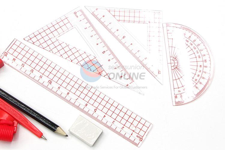 Fashion Style School Math Compass Set and Divider, Rulers Set with Eraser/ Pencil and Pencil Sharpener