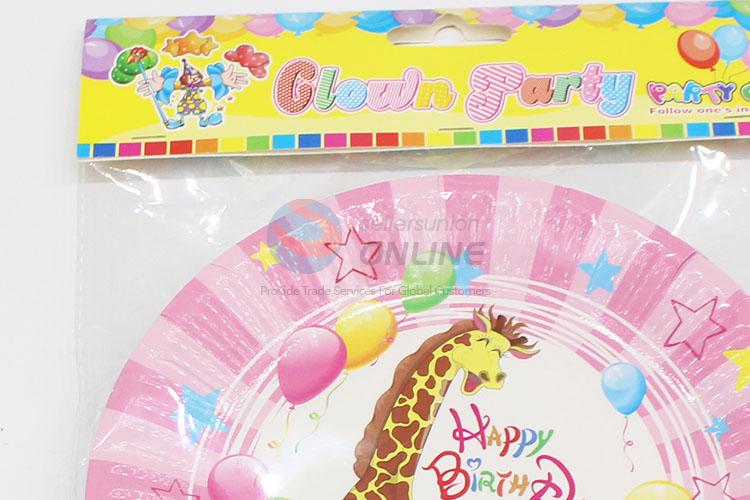 Popular top quality 6pcs birthday use giraffe paper plates