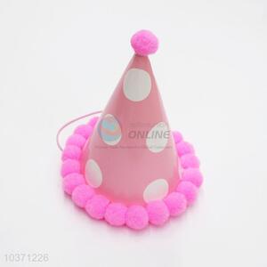 Best popular style cheap pink&white birthday use hat