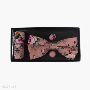 Wholesale good quality printed bow tie+kerchief