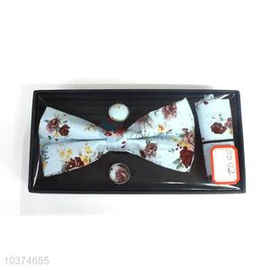 Factory wholesale popular printed bow tie+kerchief