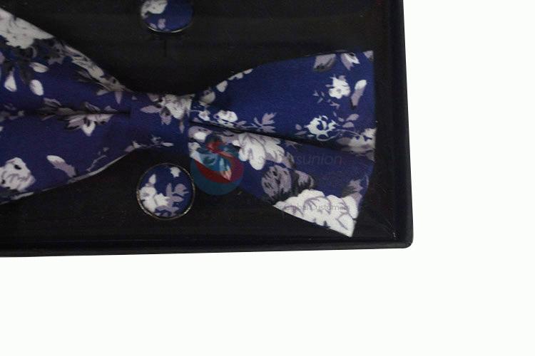 Customized cheap new arrival printed bow tie+kerchief