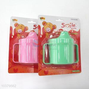Cute design plastic juice cup with handle