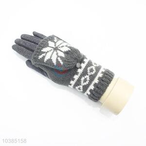 Fashion Unisex Men Women Snowflake Knitted Mittens Winter Gloves