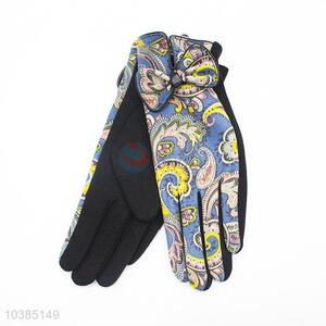 Winter Ladies Party Printed Bowknot Gloves