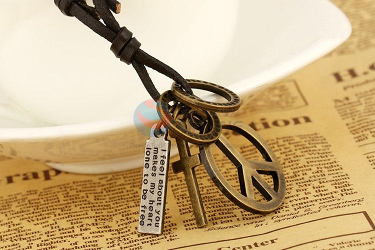 Wholesale Peace Symbol Leather Necklace Cool Necklace