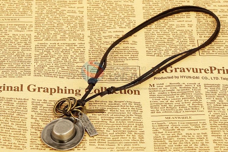 Unique Design Alloy Hat Pendant Cool Leather  Necklace