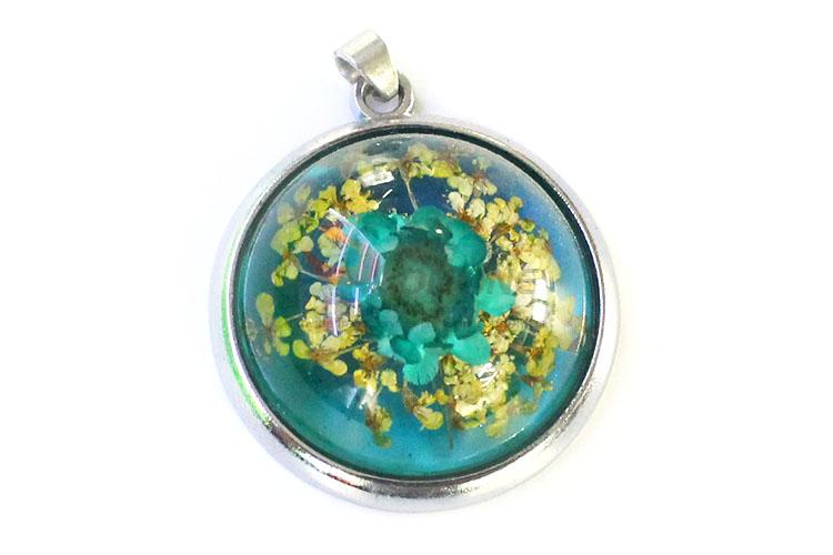 New Design Round Zinc Alloy Pendant Fashion Real Flower Pendant