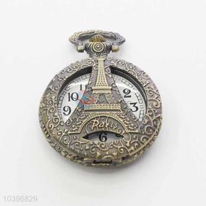 Paris Tower Quartz Movement Skeleton Pocket Watch