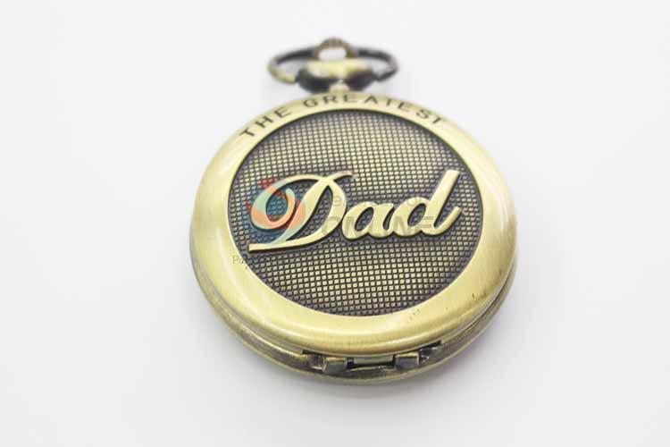 Dad Quartz Movement Skeleton Pocket Watch