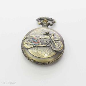 Moto Bike Quartz Movement Skeleton Pocket Watch