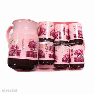 Flower pattern vacuum <em>thermos</em> jug with <em>cup</em> set