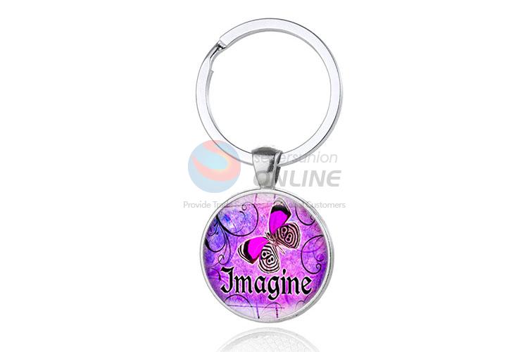 Butterfly Round Metal Key Chain/Key Ring