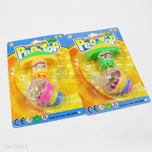 Fashion Design Kids Plastic Flash Space Gyro Spinning Top Peg-Top