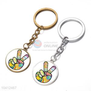 Best Sale Victory Sign Pattern Alloy Key Chain Key Ring