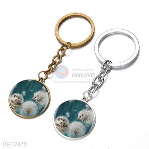 Cute Animal Pattern Round Alloy Keychain Key Ring