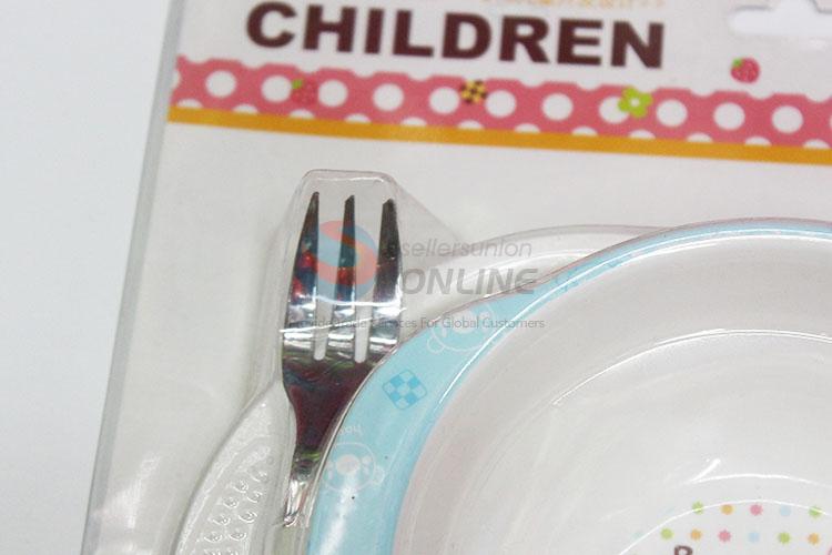 Cartoon Cute Children Soup Bowl Fork Cutlery Dinnerware Set