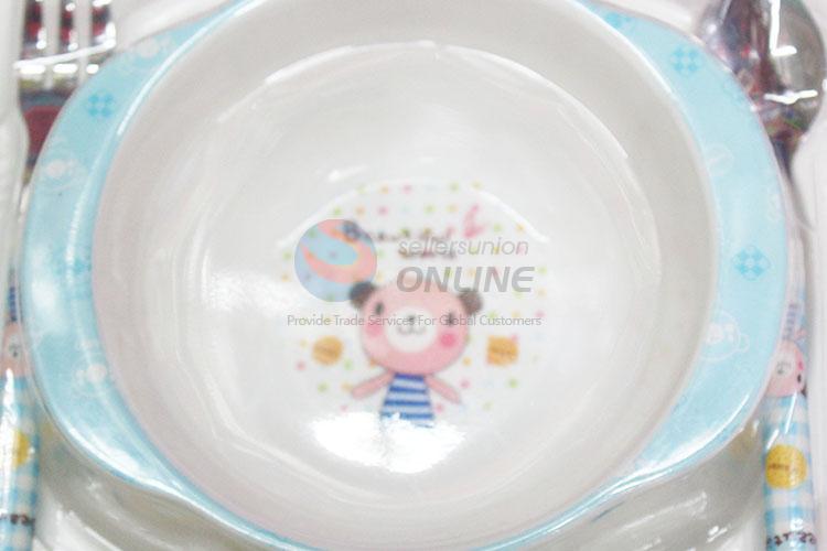 Cartoon Cute Children Soup Bowl Fork Cutlery Dinnerware Set