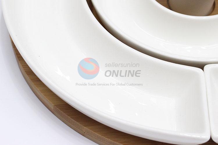 Useful Simple Round Shaped Ceramic Plate Sauces Plate Snacks Dish