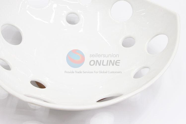 Simple Style Hollow-out Ceramic Bowl Tools White Salad Bowl