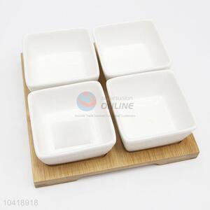 Hot Selling Four Dried Fruit Plate Dessert Plate with Bamboo Tray