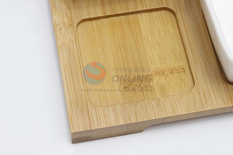 Hot Selling Four Dried Fruit Plate Dessert Plate with Bamboo Tray