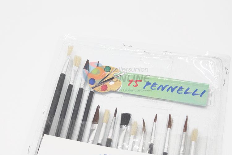 14Pcs Wood Handle Nylon Art Paintbrush Set