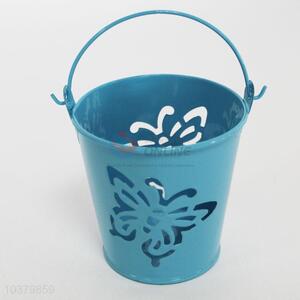Hollow Butterfly Design Blue Iron Flowerpot