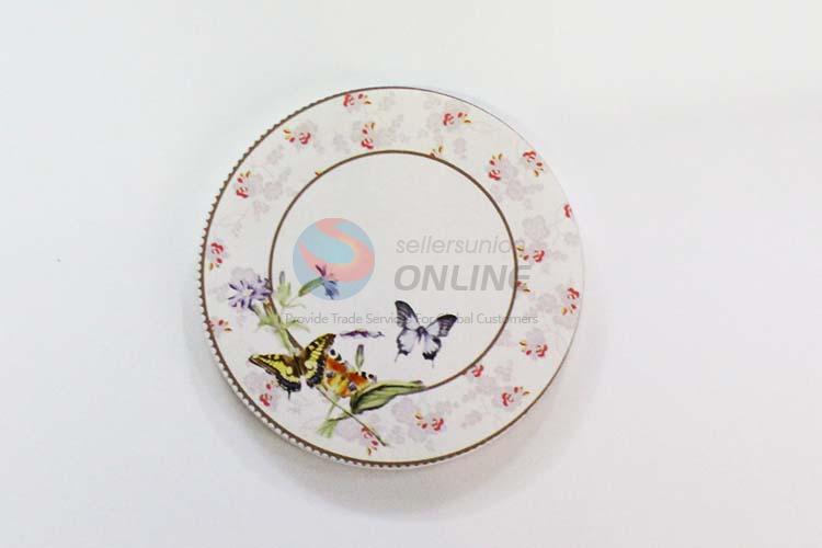 Butterfly Pattern Round Wood Cup Mat