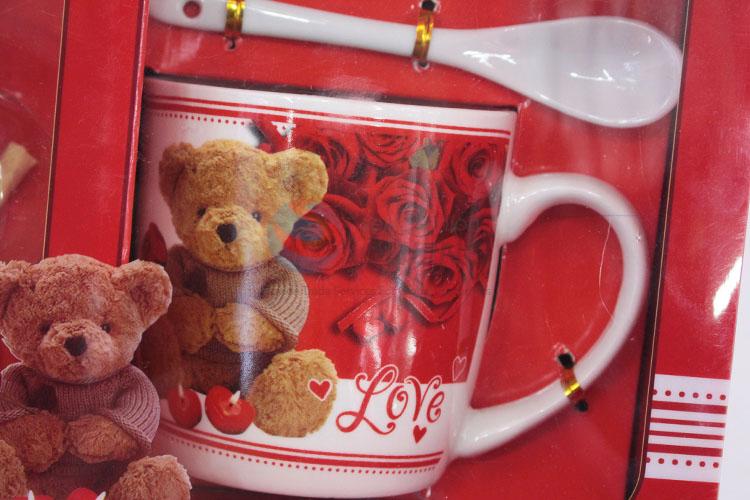 Valentine couple mug tea cup ceramic souvenir cup with wishing bottle