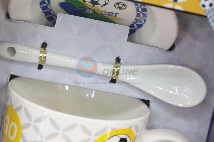Promotioanl gift football pattern ceramic coffe mug