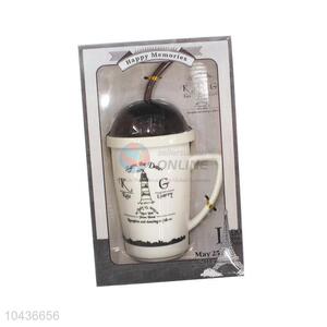 Creative Mugs Ceramic Coffe Cups with Straw