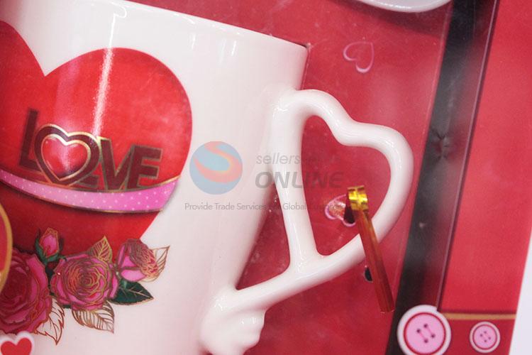 3D ceramic mug couple mug cup with fake flower