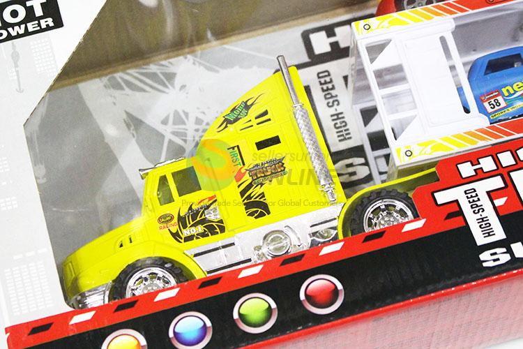 Super Inertial Double-Deck Platform Truck With 6 Pieces Toy Car Set