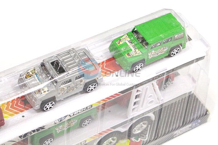 Good Quality Inertial Double-Deck Platform Truck With 6 Pieces Hummer Toy Car