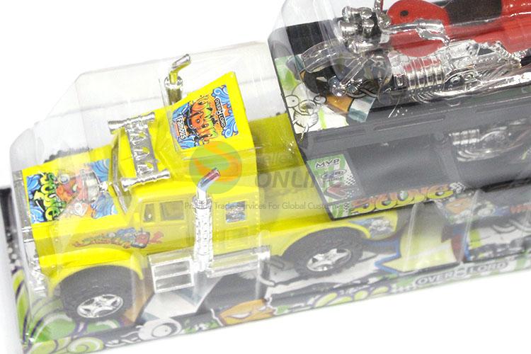 Fashion Toy Inertial Towing Vehicle With 4 Pieces Sliding Harley Car