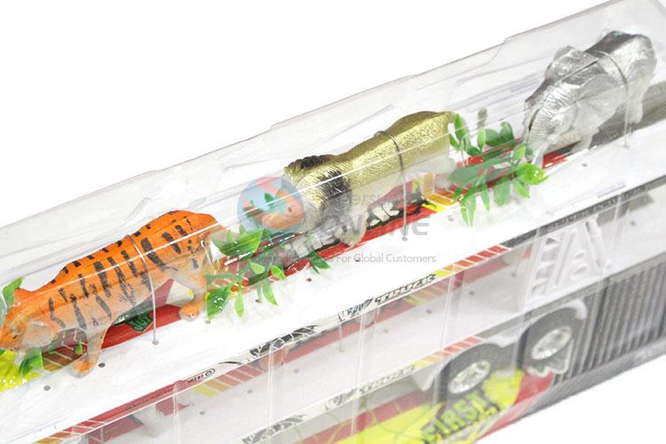 Popular Inertial Double-Deck Platform Truck With 6 Pieces Wild Animal Model Toy Set