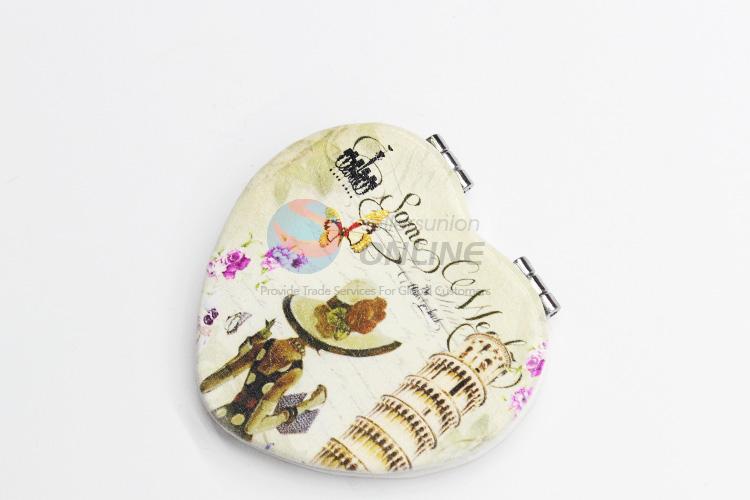 Fashionable Heart-Shaped Folding Makeup Mirror for Sale