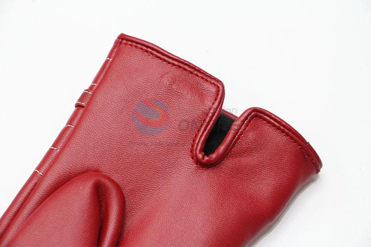New Useful Female PU Gloves Women's Winter Outdoor Full Fingers Mittens Glove