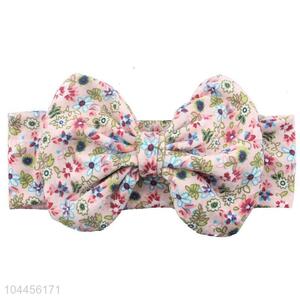 New Products Cotton Flower Printing Bowknot Headband For Baby