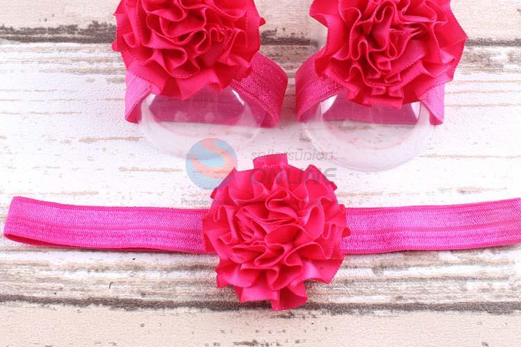 Fashion Style Lovely Baby Flower Shoes With Hairband Set