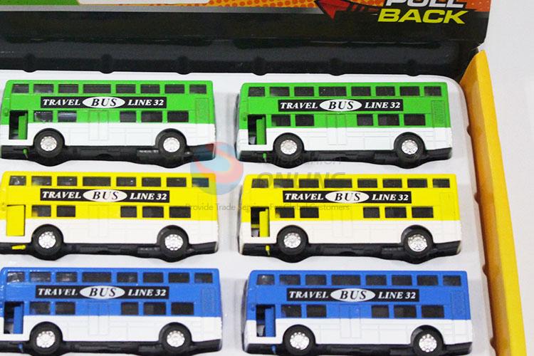 Popular 12pcs alloy double-deck bus toy