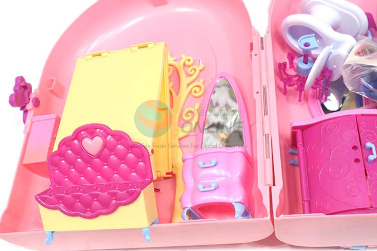 Cute Design Colorful Suitcase Diy Toy Simulation Bedroom And Toilet Set
