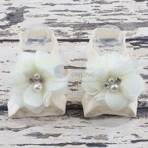 High Quality Cheap Newborn Chiffon Flower Foot Band,White