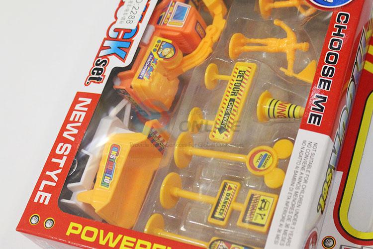 Best construction vehicle/trailer/road sign toy set
