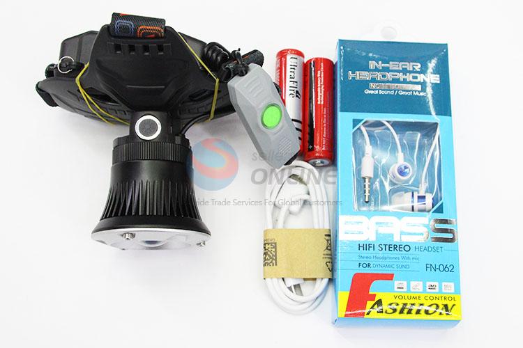 Rechargeable Outdoor Camping Flashlight Head Torch Lamp with Bluetooth