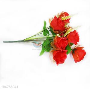 6 Heads Mini Red Rose Artificial Flowers Wedding Party