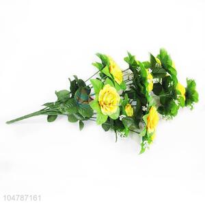 Yellow Color Vivid Lovesick Rose Fake Flower for Decoration